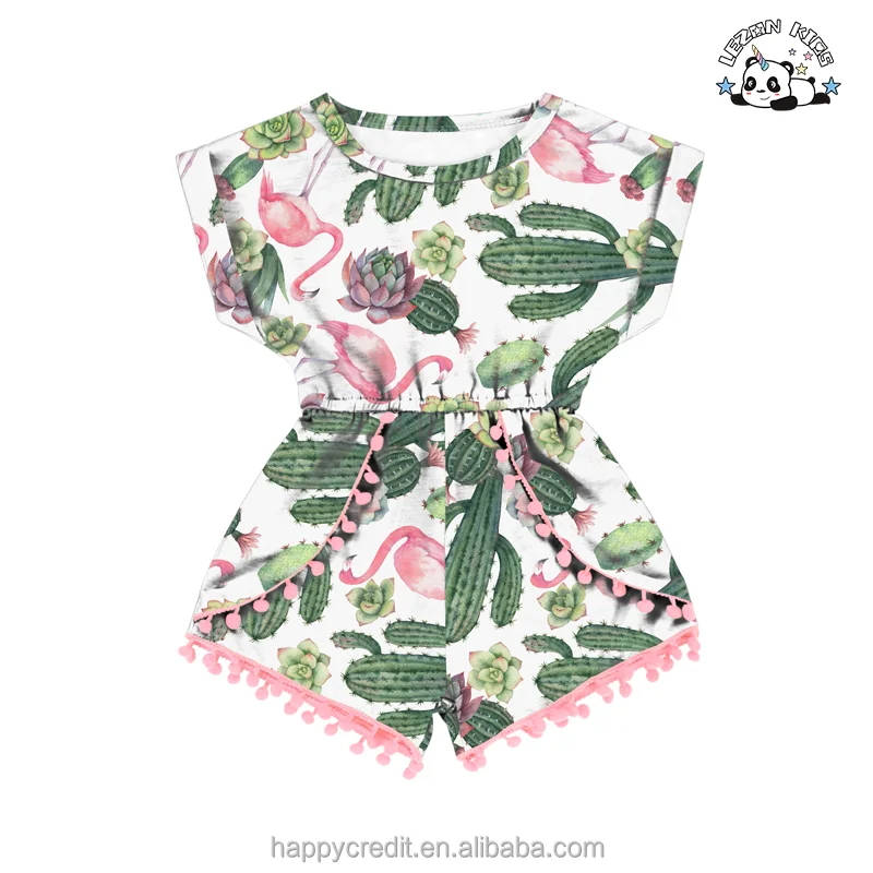 LEZONKIDS - Customized Red Rose Stripe Printed Children's Summer Jumpsuit Little Girl Baby Clothes Cute Girls Clothing Sets